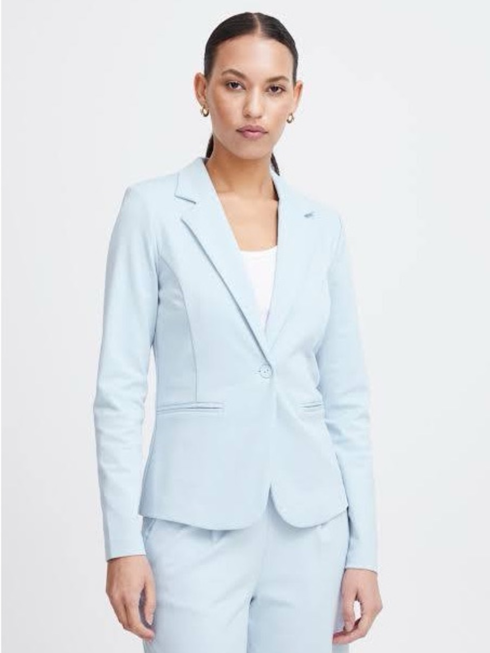 ICHI “Kate” Women’s Blazer | Size 40 (US 10) | Ice Blue | Tailored Fit |